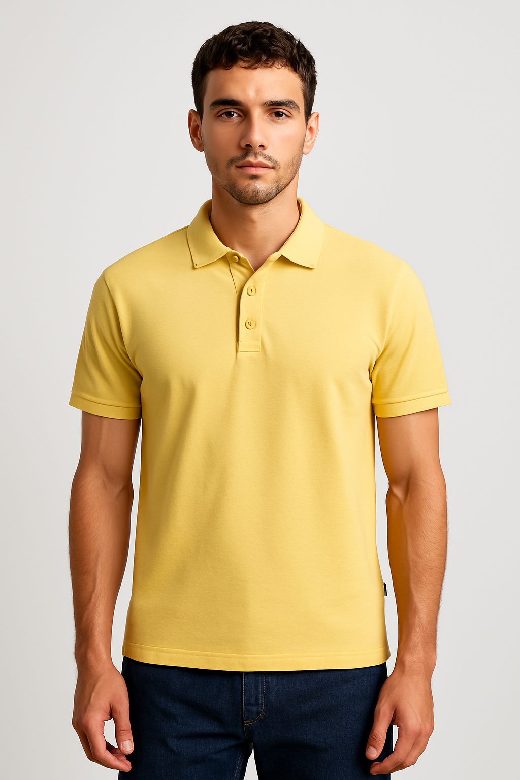 MEN'S COTTON BLEND REGULAR FIT LIGHT BEIGE POLO SHIRT