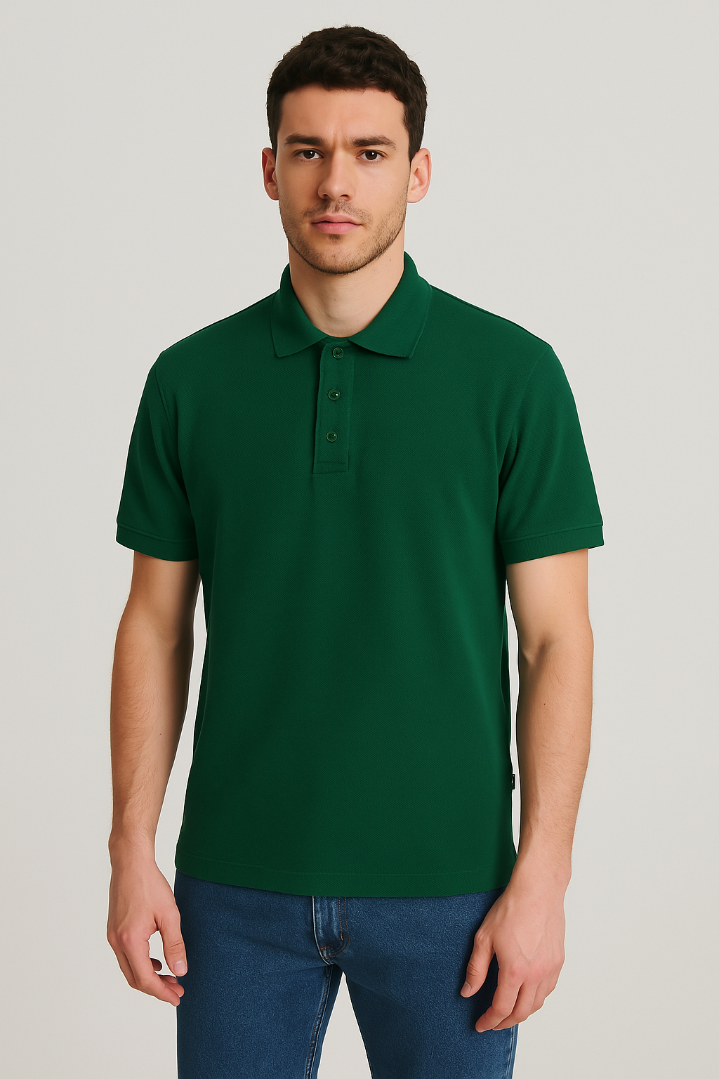 MEN'S REGULAR FIT DARK GREEN HALF SLEEVE POLO SHIRT