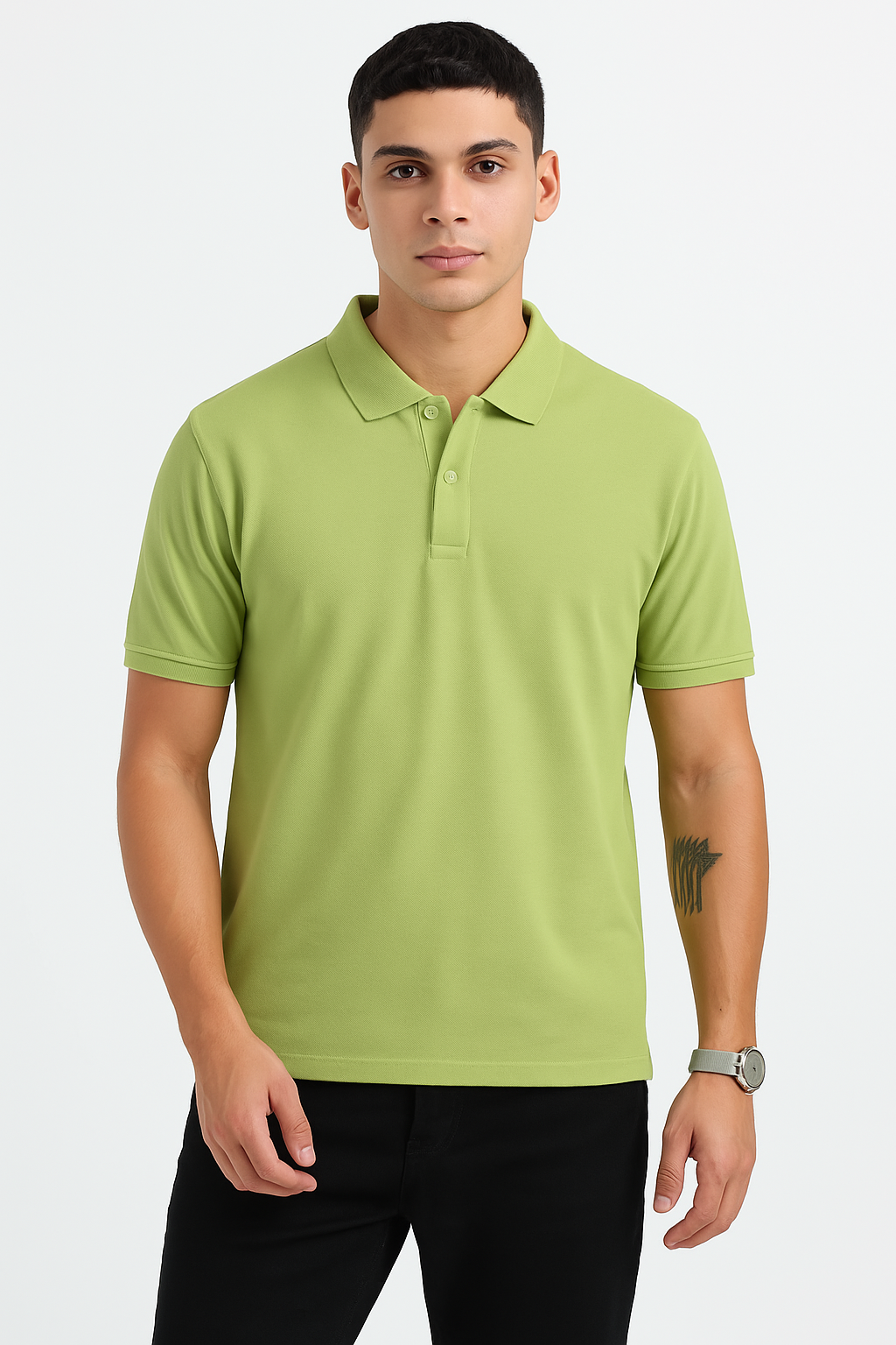 MEN'S STYLISH CASUAL OUTING OLIVE GREEN POLO SHIRT