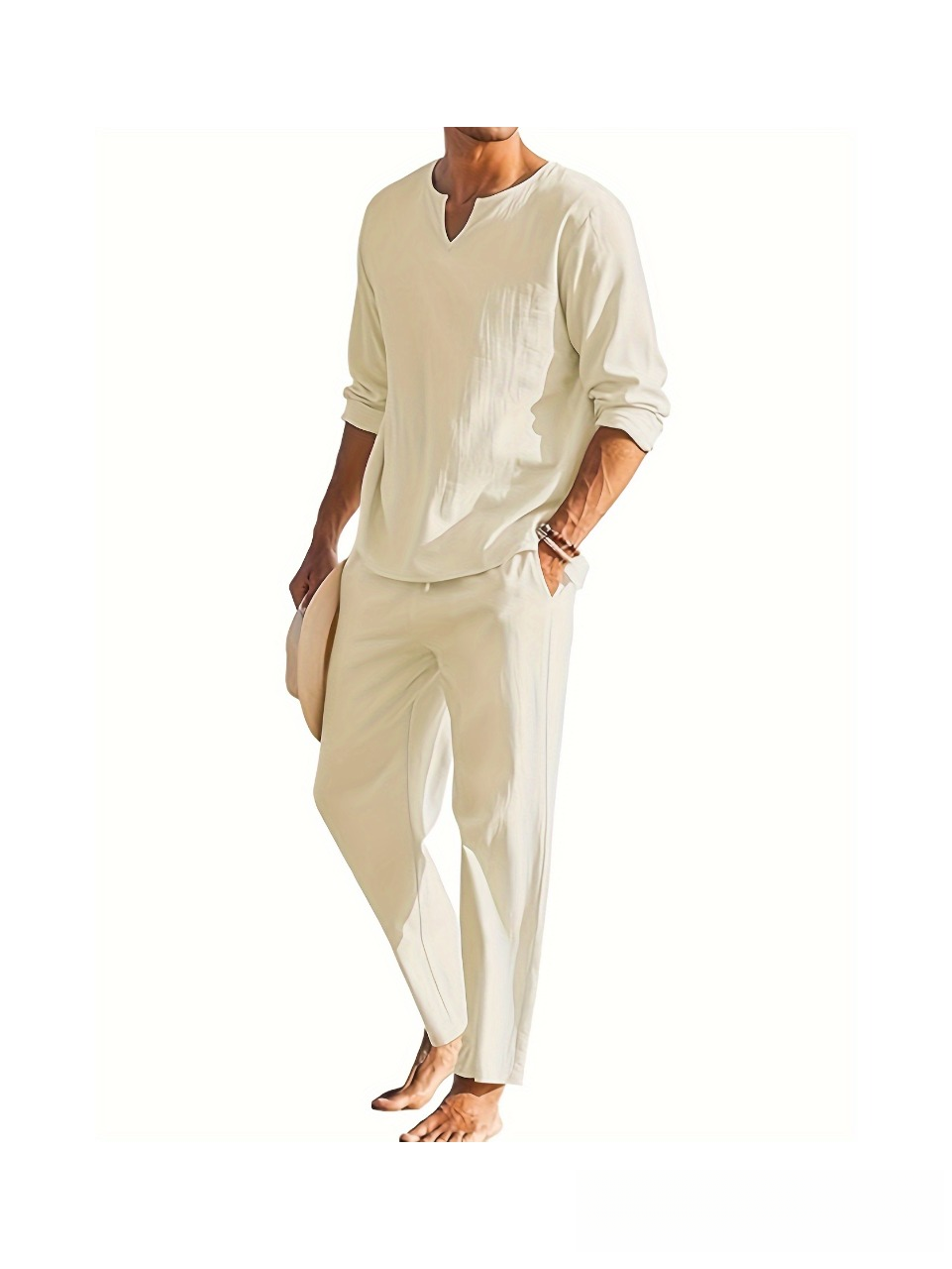 MEN'S OUTDOOR COOL 2 PIECE LONG SLEEVE HENLEY SHIRT & PANT SET