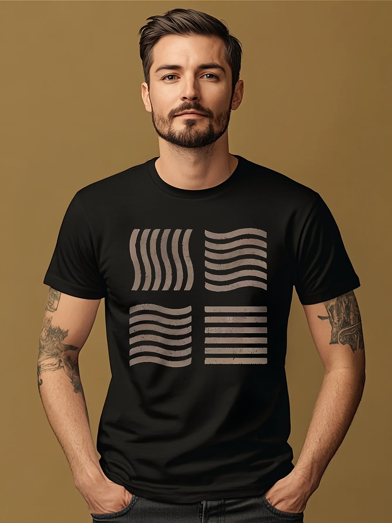 SUMMER CASUAL STREET WEAR ELEMENT STONES PRINT T-SHIRT