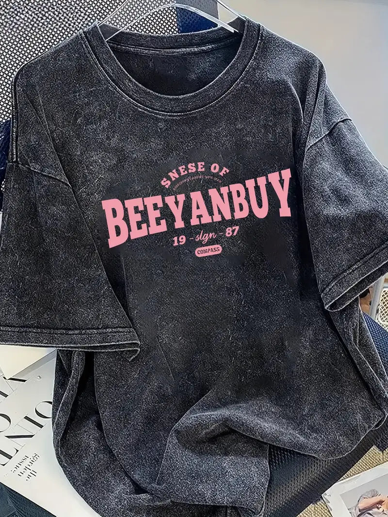 تي شيرت BEEYANBUY WASHED VINTAGE LOOK