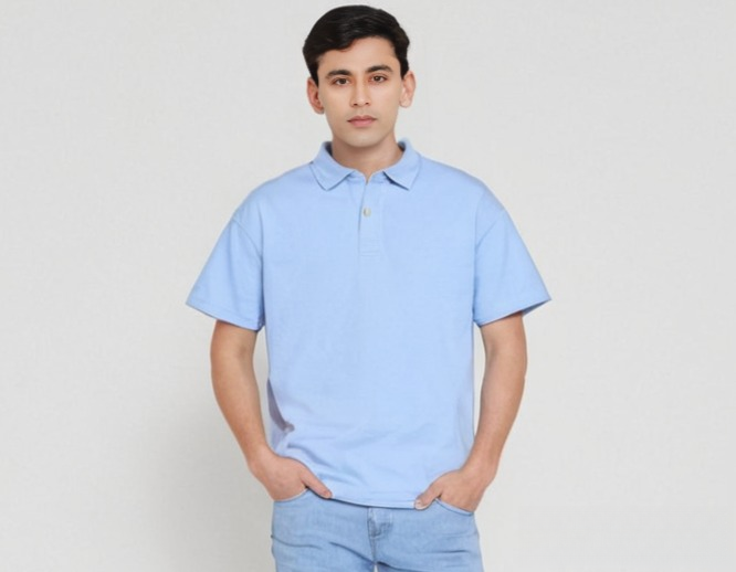 MEN'S STYLISH SKY BLUE HALF SLEEVE T-SHIRT