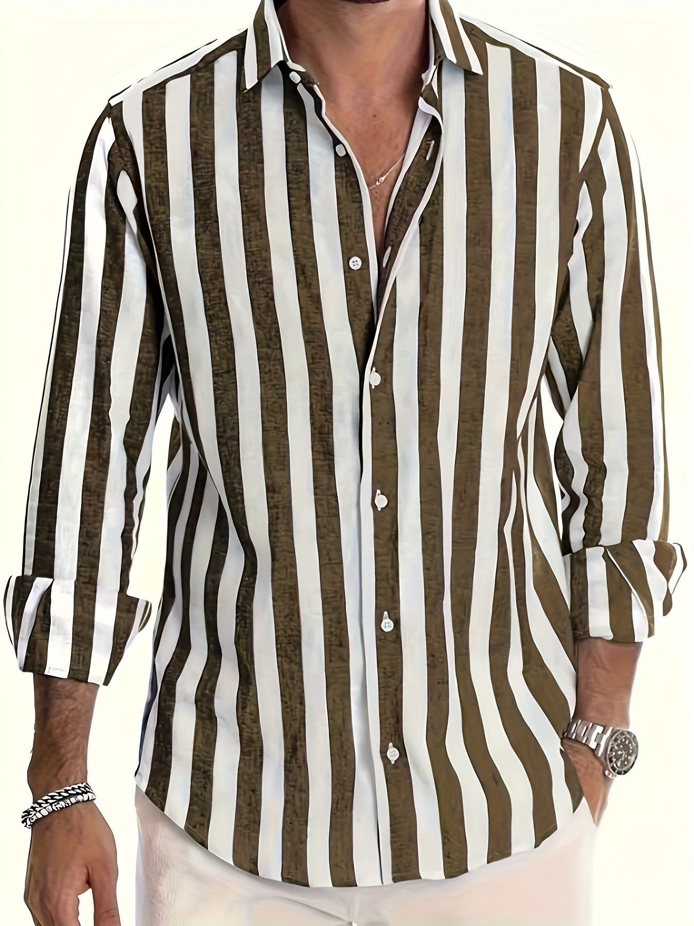 MEN'S STRIPED CASUAL LONG SLEEVE REGULAR FIT SHIRT