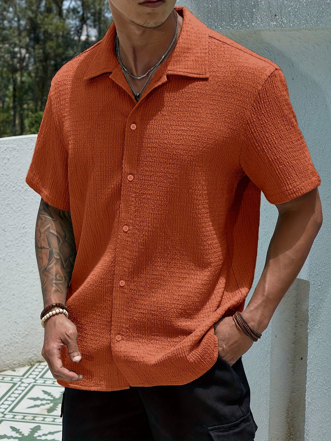 VERSATILE MEN'S LAPEL COLLAR CASUAL SHORT SLEEVE SHIRT