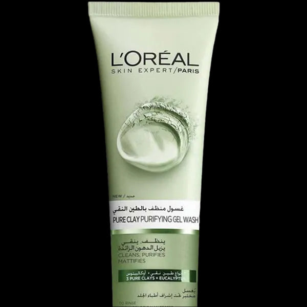 منظف الطين النقي للعناية بالبشرة من لوريال باريس - أخضر، ينقي ويزيل لمعان البشرة - 150 مل
