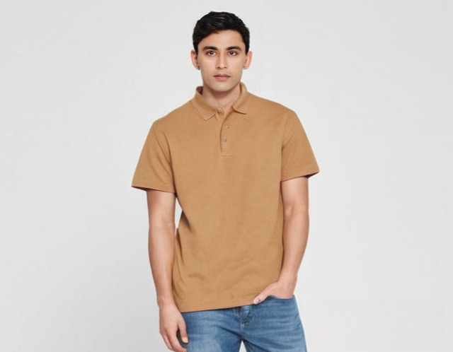 MENS SUMMER CASUAL SHORT SLEEVE SOLID BROWN POLO SHIRT