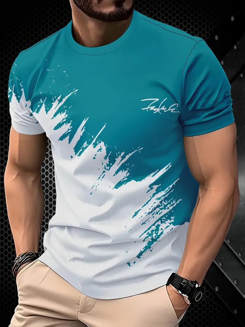 MEN'S CASUAL SHORT SLEEVE POLYSTER STRETCH BLEND T-SHIRT