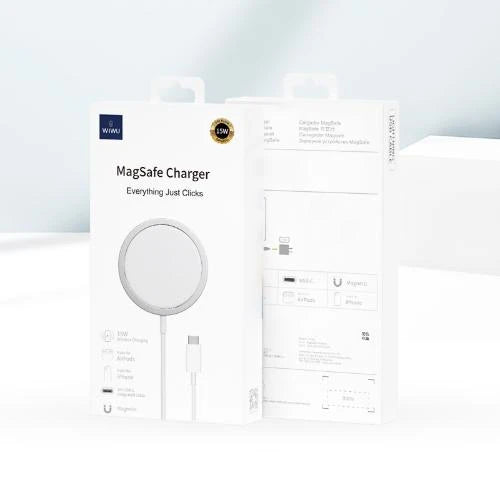 WIWU MAGSAFE WIRELESS UNIVERSAL QI MAGNETIC WHITE ADAPTER 15W