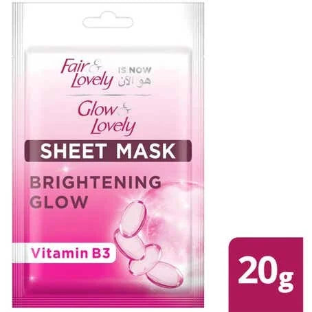 قناع ورقي مرطب ومعزز بالفيتامينات من GLOW &amp; LOVELY لبشرة ناعمة ورطبة مع فيتامين E 20 جرام