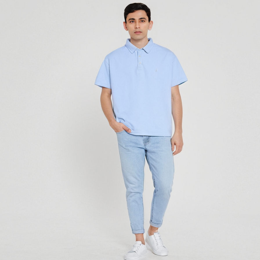 MEN'S STYLISH SKY BLUE HALF SLEEVE T-SHIRT