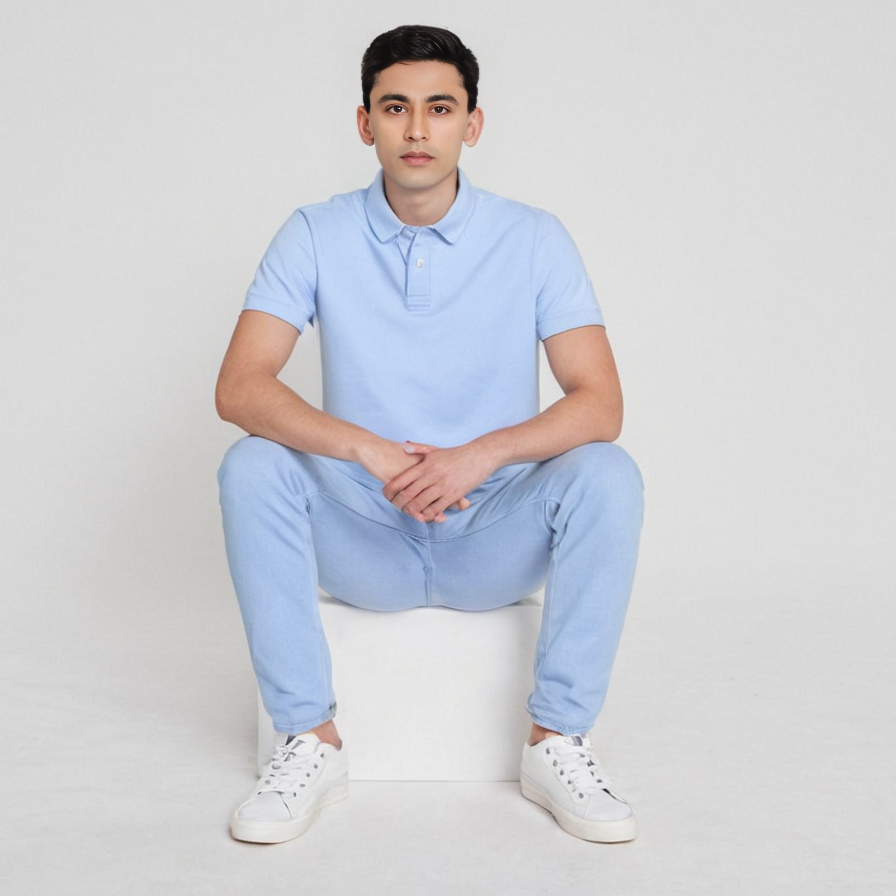 MEN'S STYLISH SKY BLUE HALF SLEEVE T-SHIRT