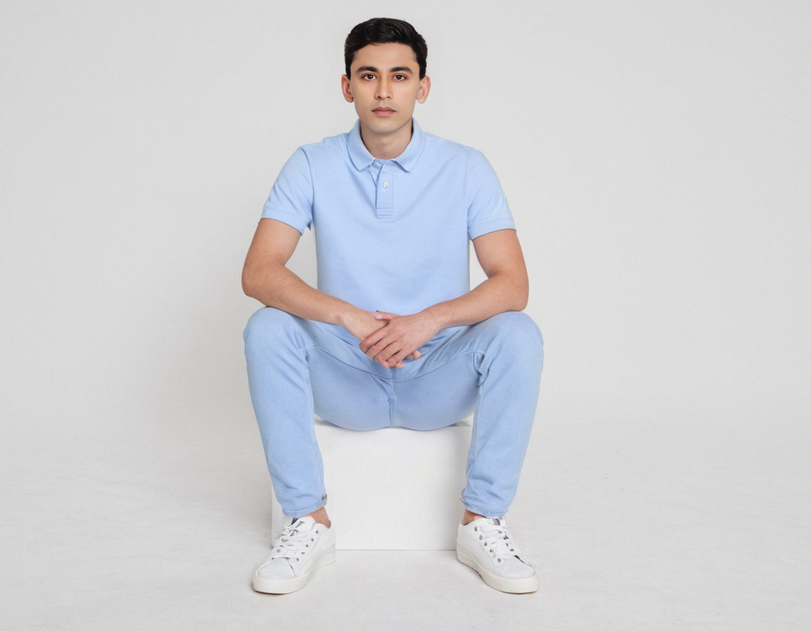 MEN'S STYLISH SKY BLUE HALF SLEEVE T-SHIRT