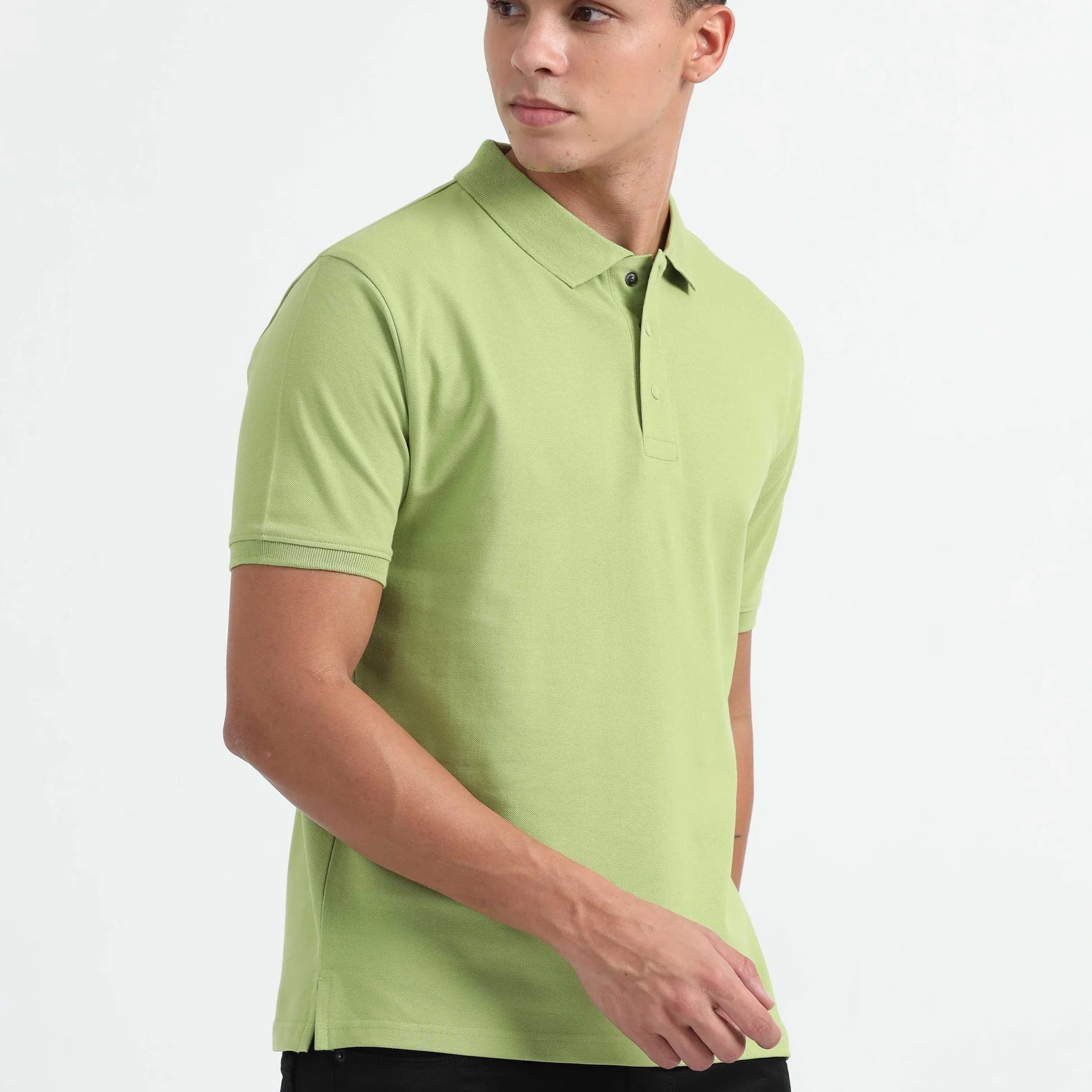 MEN'S STYLISH CASUAL OUTING OLIVE GREEN POLO SHIRT