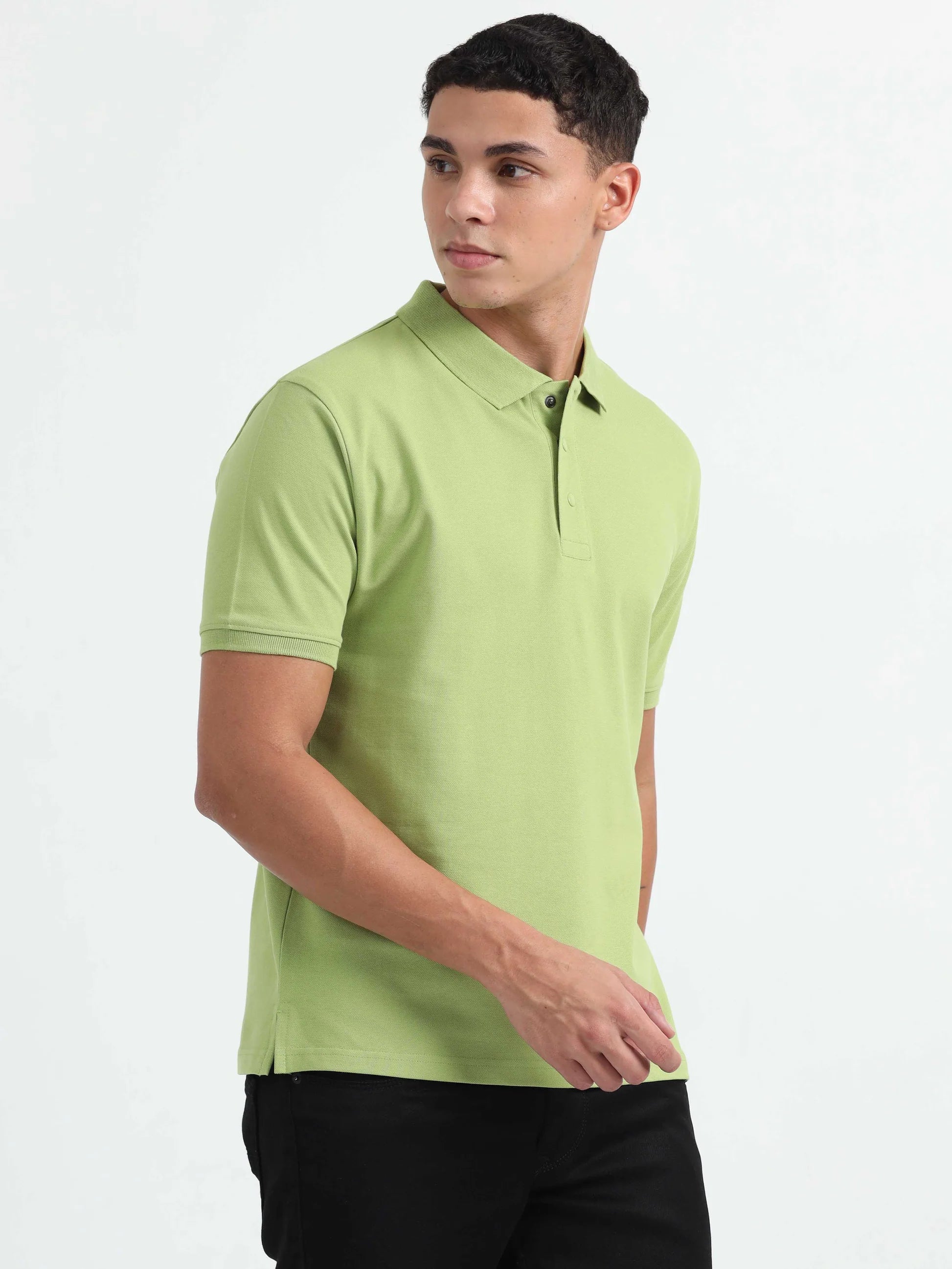MEN'S STYLISH CASUAL OUTING OLIVE GREEN POLO SHIRT