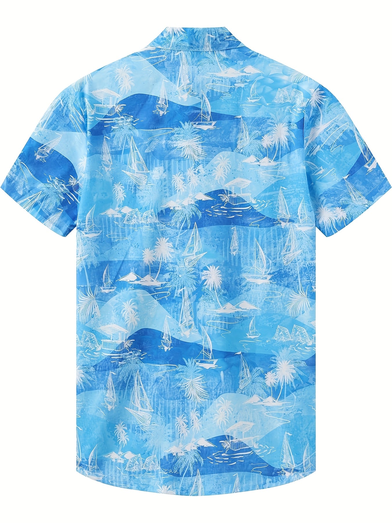 MEN SUMMER VIBRANT OCEAN & ISLAND HAWAII PRINTED SHORT SLEEVE SHIRT