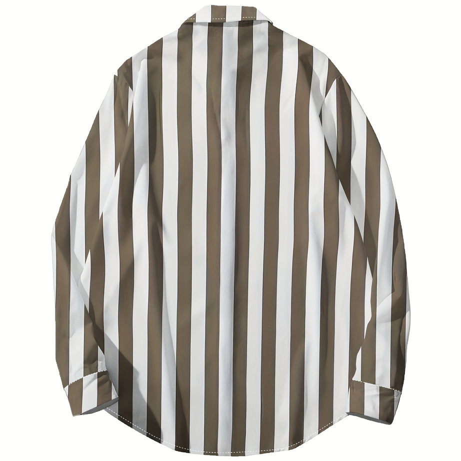MEN'S STRIPED CASUAL LONG SLEEVE REGULAR FIT SHIRT