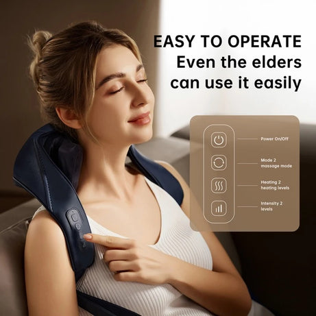 ELECTRIC CORDLESS SHIATSU NECK & SHOULDER MASSAGER NECK AND BACK PAIN RELIEF WITH FREE GIFT
