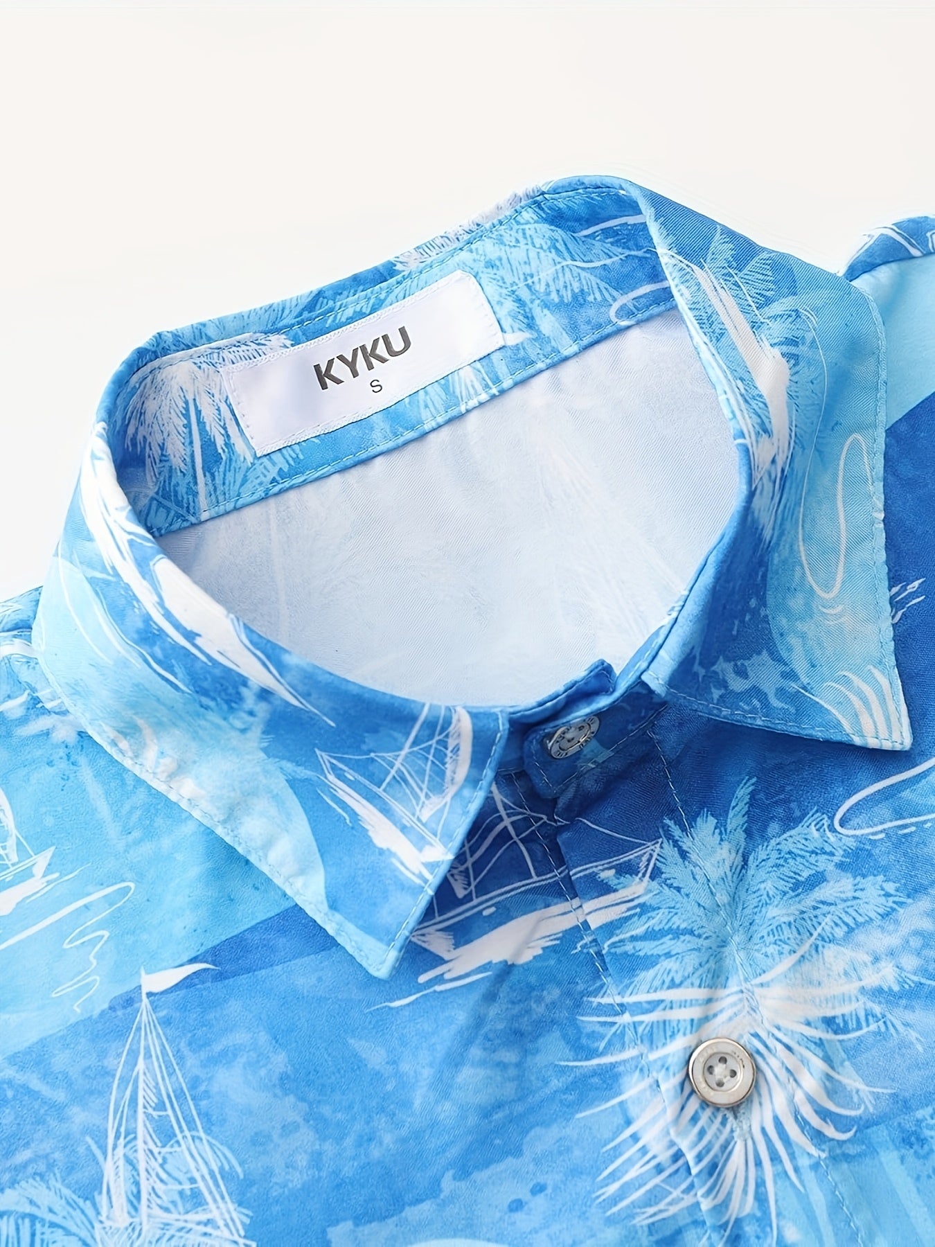 MEN SUMMER VIBRANT OCEAN & ISLAND HAWAII PRINTED SHORT SLEEVE SHIRT