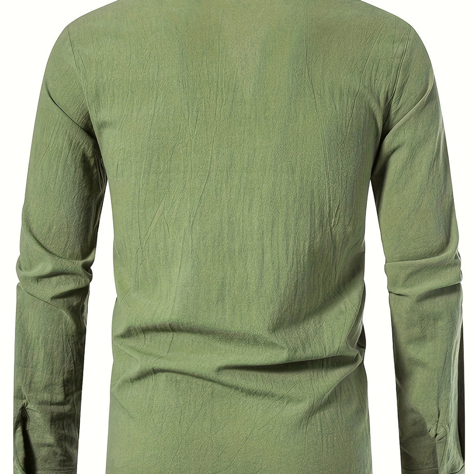 MEN'S HIPPIE COTTON STAND-UP COLLAR SHIRT