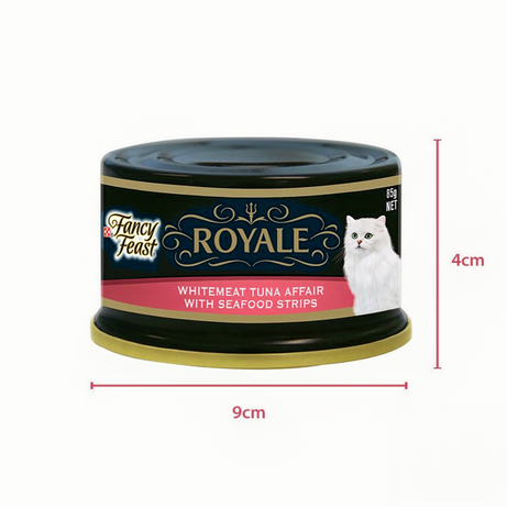 FANCY FEAST ROYALE WHITEMEAT TUNA AFFAIR WITH SEAFOOD STRIPS 85GM