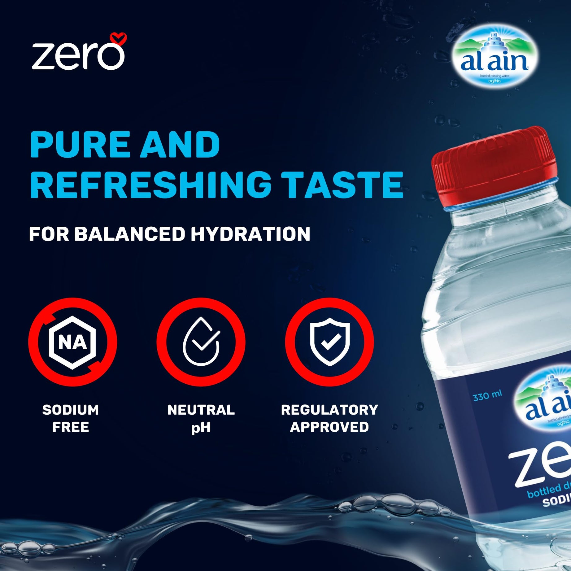 زجاجة مياه العين زيرو 330 مل / 12 قطعة