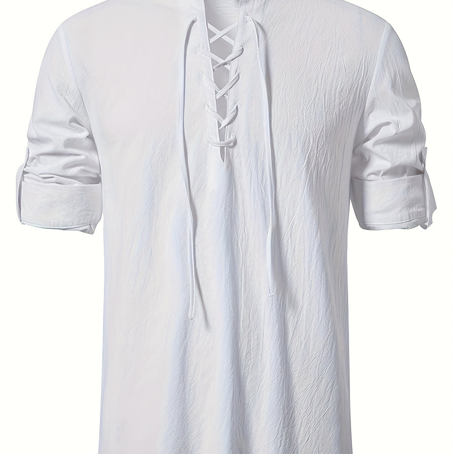 MEN'S HIPPIE COTTON STAND-UP COLLAR SHIRT