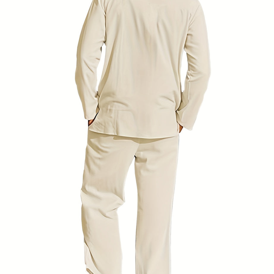 MEN'S OUTDOOR COOL 2 PIECE LONG SLEEVE HENLEY SHIRT & PANT SET