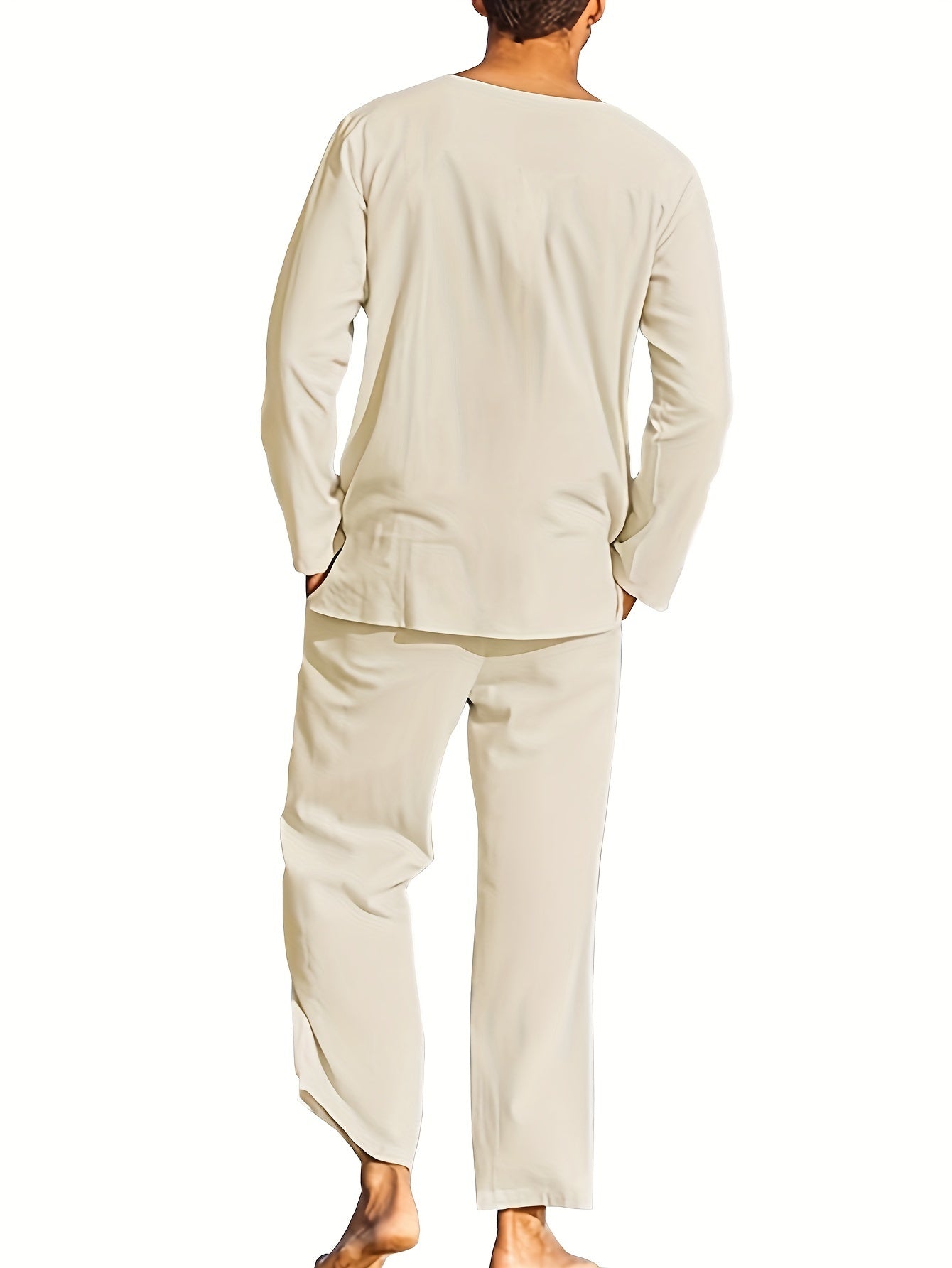 MEN'S OUTDOOR COOL 2 PIECE LONG SLEEVE HENLEY SHIRT & PANT SET