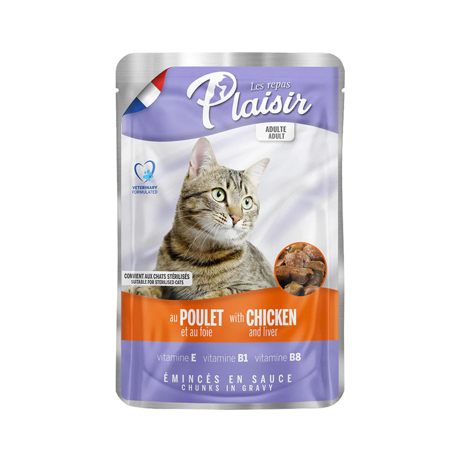 PLAISIR CHUNKS GRAVY CHUNKS TROUT & SHRIMPS POUCH FOR CATS 100G