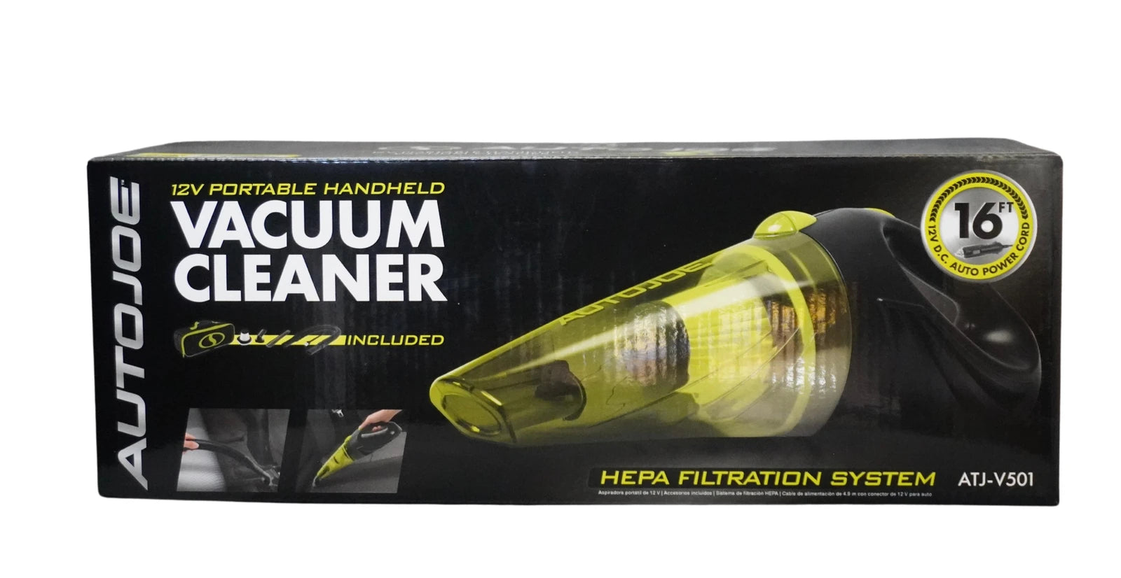 AUTOJOE 12V PORTABLE HANDHELD VACUUM CLEANER PACK WITH CARRY BAG