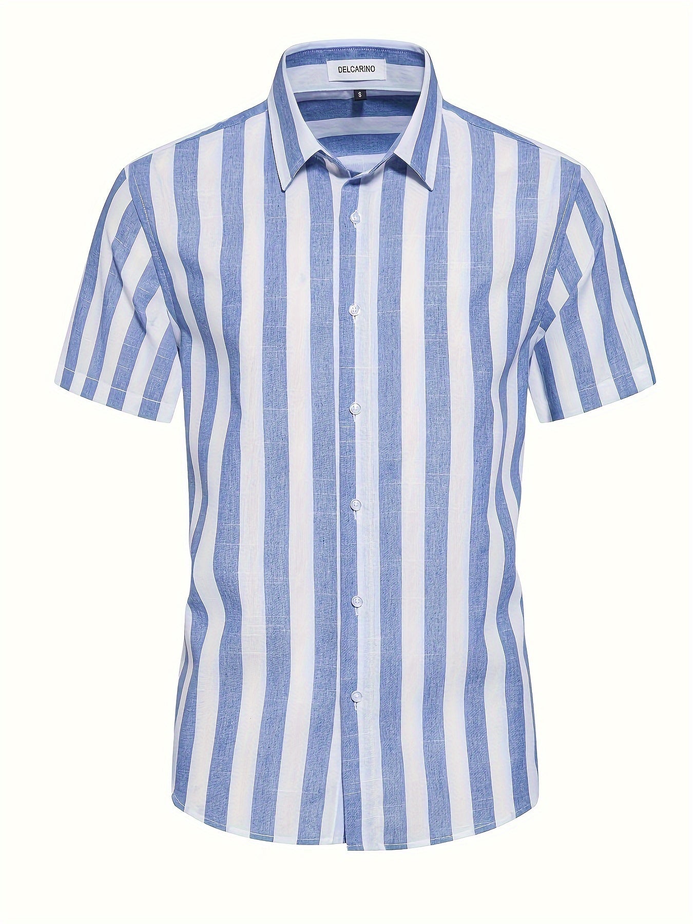 MEN'S SHORT SLEEVE VERTICAL STRIPES REGULAR FIT SHIRT
