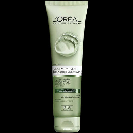 منظف ​​الطين النقي للعناية بالبشرة من لوريال باريس - أخضر، ينقي ويزيل لمعان البشرة - 150 مل