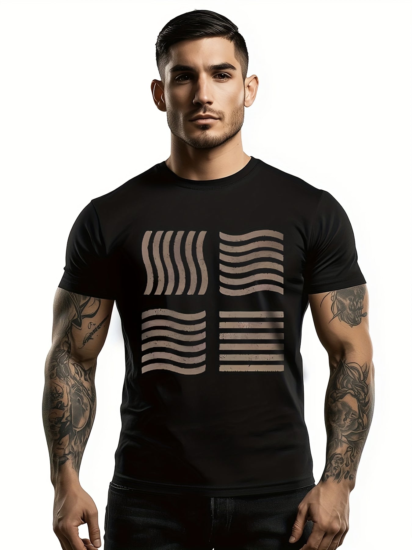 SUMMER CASUAL STREET WEAR  ELEMENT STONES PRINT T-SHIRT