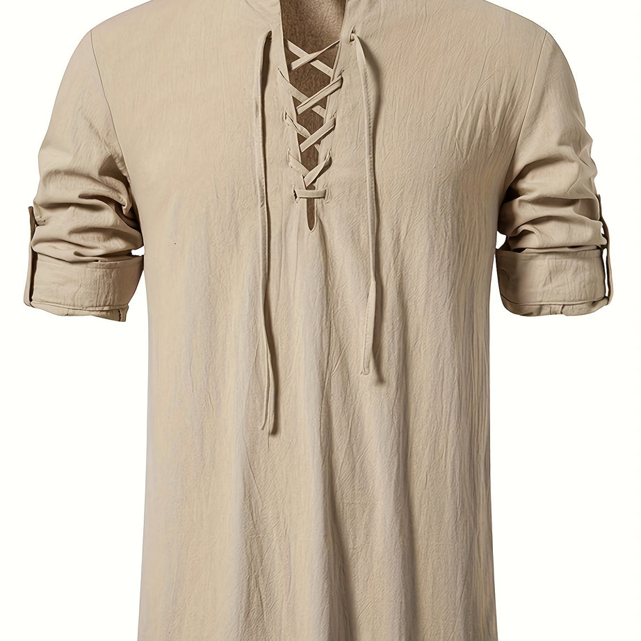 MEN'S HIPPIE COTTON STAND-UP COLLAR SHIRT