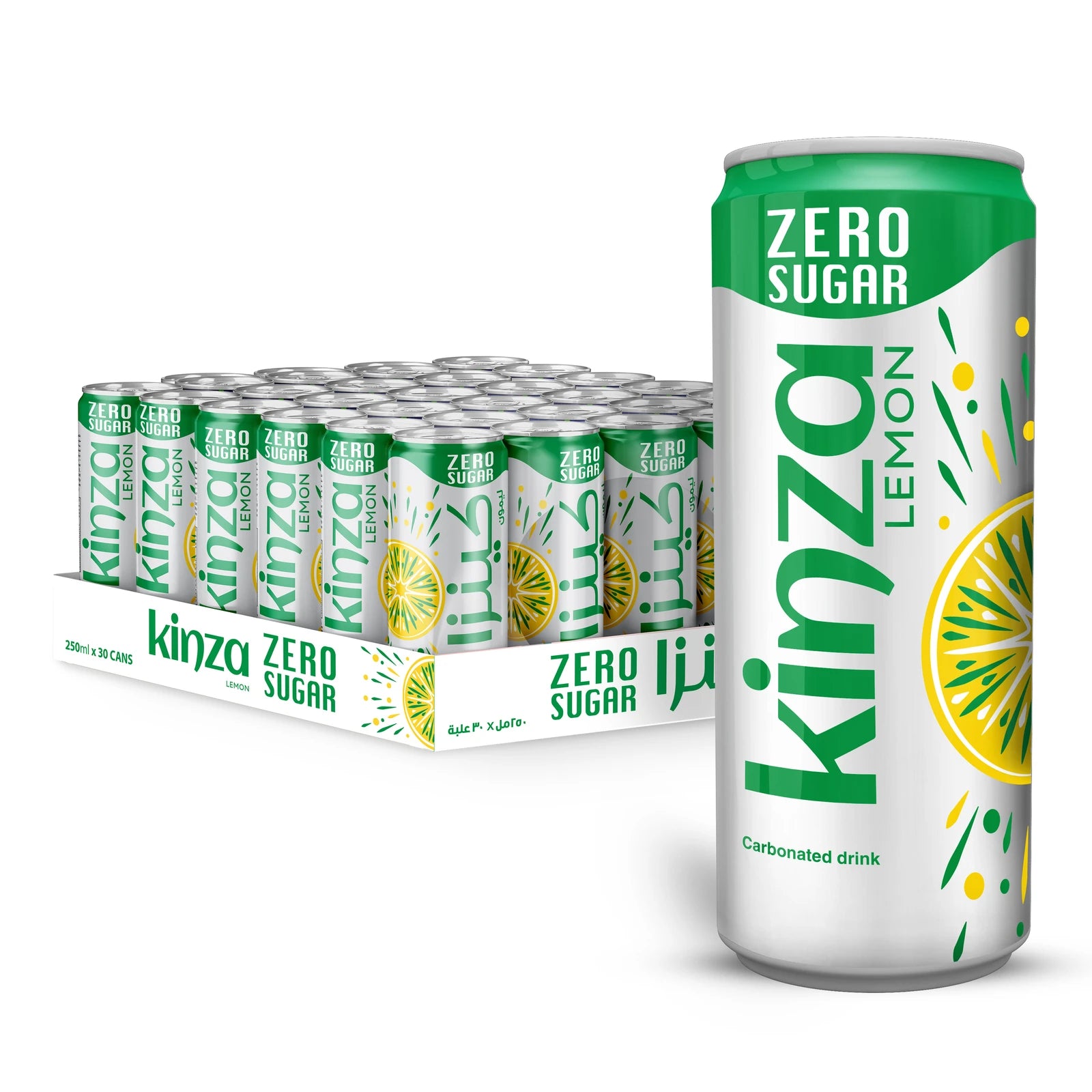 KINZA ZERO SUGAR LEMON CARBONATED DRINK