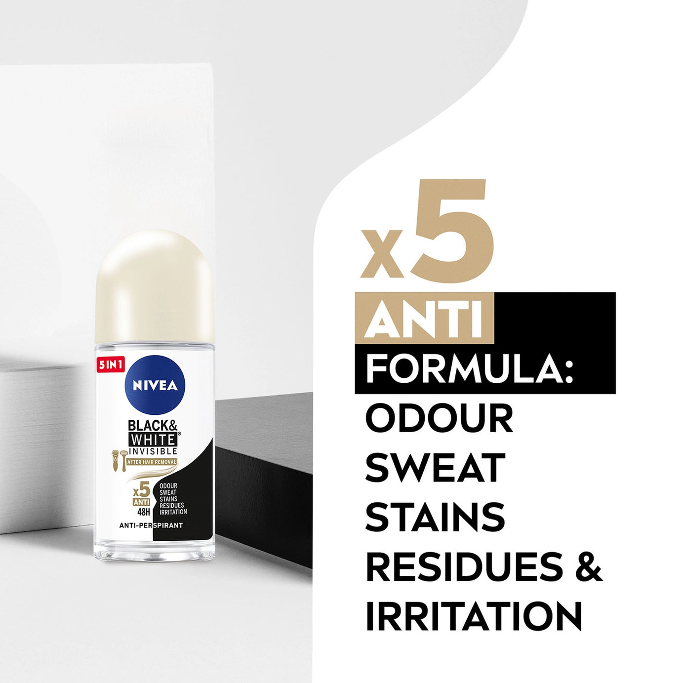 مزيل العرق نيفيا للملابس السوداء والبيضاء غير مرئي لمدة 48 ساعة 50 مل