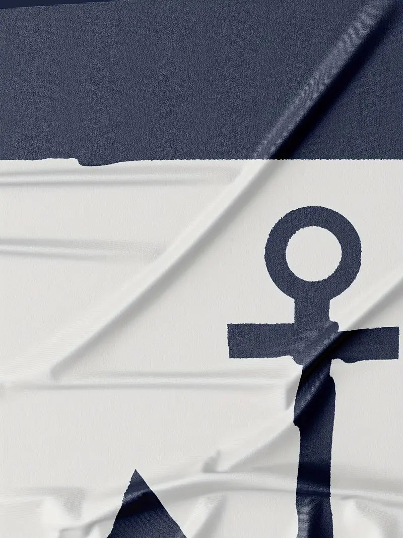 MEN'S BREATHABLE NAUTICAL ANCHOR DESIGN OUTDOOR CASUAL T-SHIRT