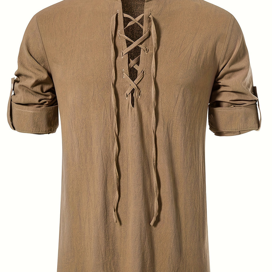 MEN'S HIPPIE COTTON STAND-UP COLLAR SHIRT