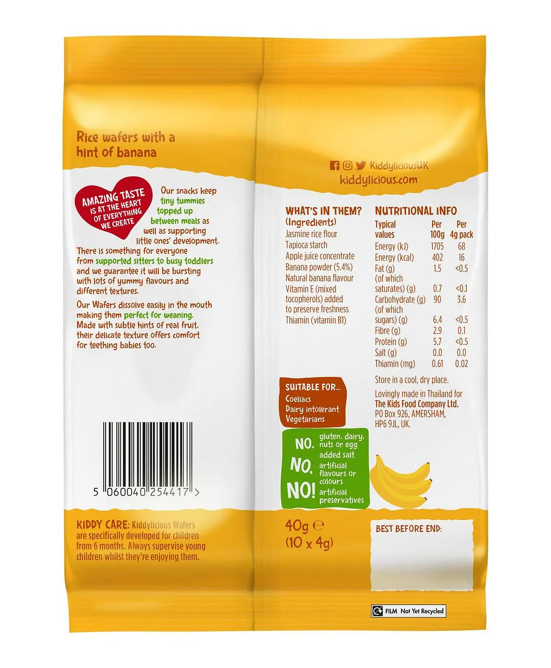 KIDDYLICIOUS BABY BANANA MAXI-PACK WAFER 40 GM