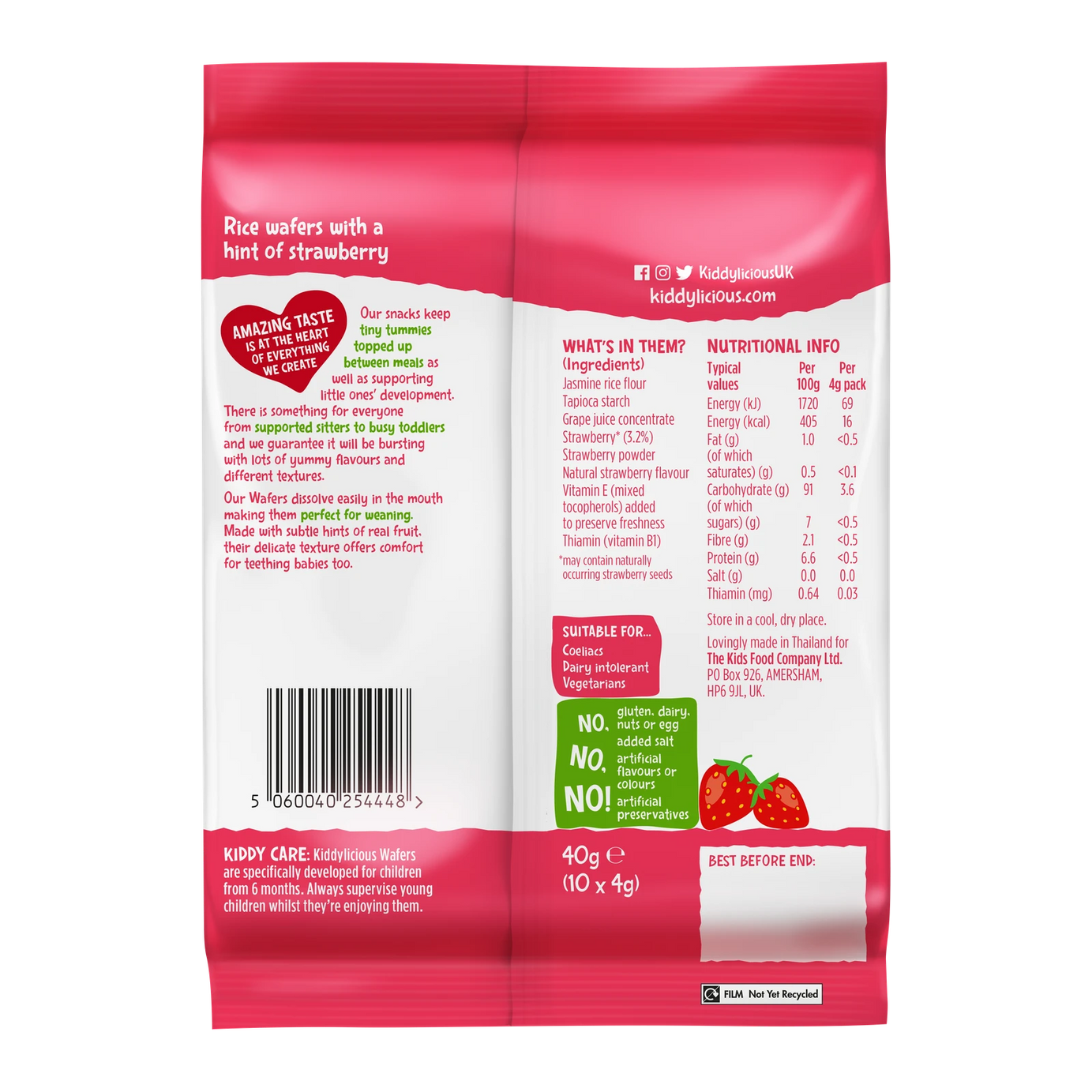 KIDDYLICIOUS BABY STRAWBERRY MAXI-PACK WAFER 40GM