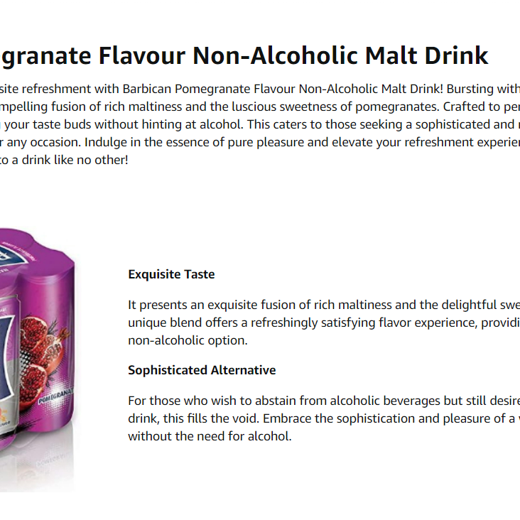 BARBICAN  NON-ALCOHOLIC MALT BEVERAGE 330ML