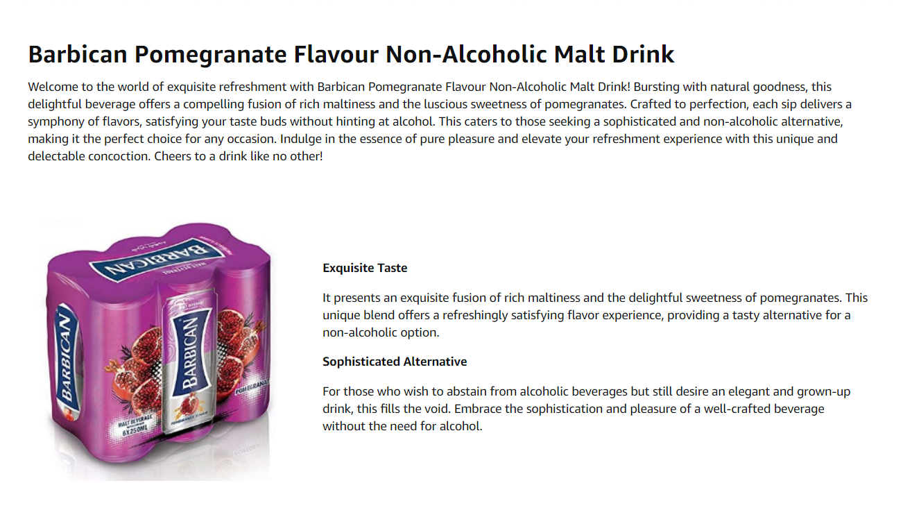 BARBICAN  NON-ALCOHOLIC MALT BEVERAGE 330ML