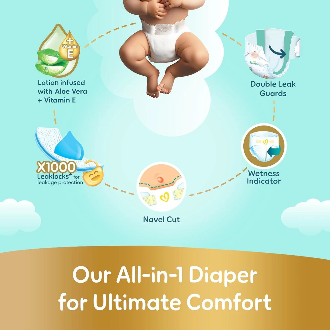 PAMPERS ULTIMATE COMFORT NEWBORN TAPED DIAPER SIZE 1