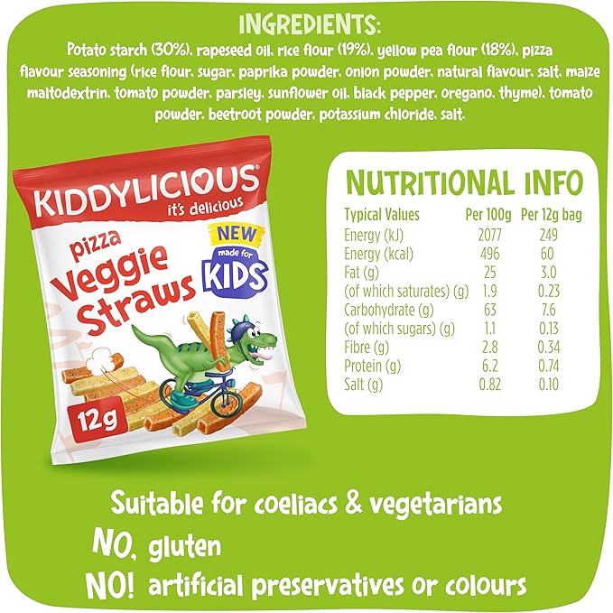 KIDDYLICIOUS KIDS PIZZA VEGGIE STRAWS FLAVOUR 48GM