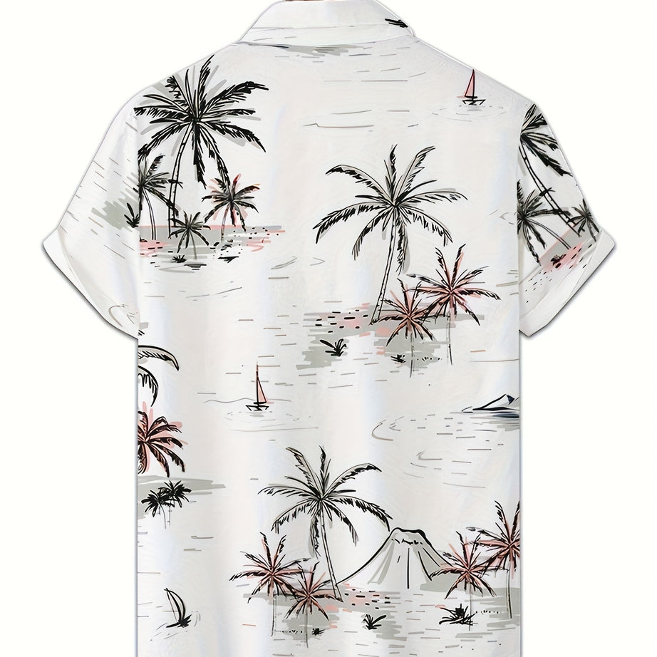 STYLISH MEN'S TRENDY PALM SHORT SLEEVES SHIRT