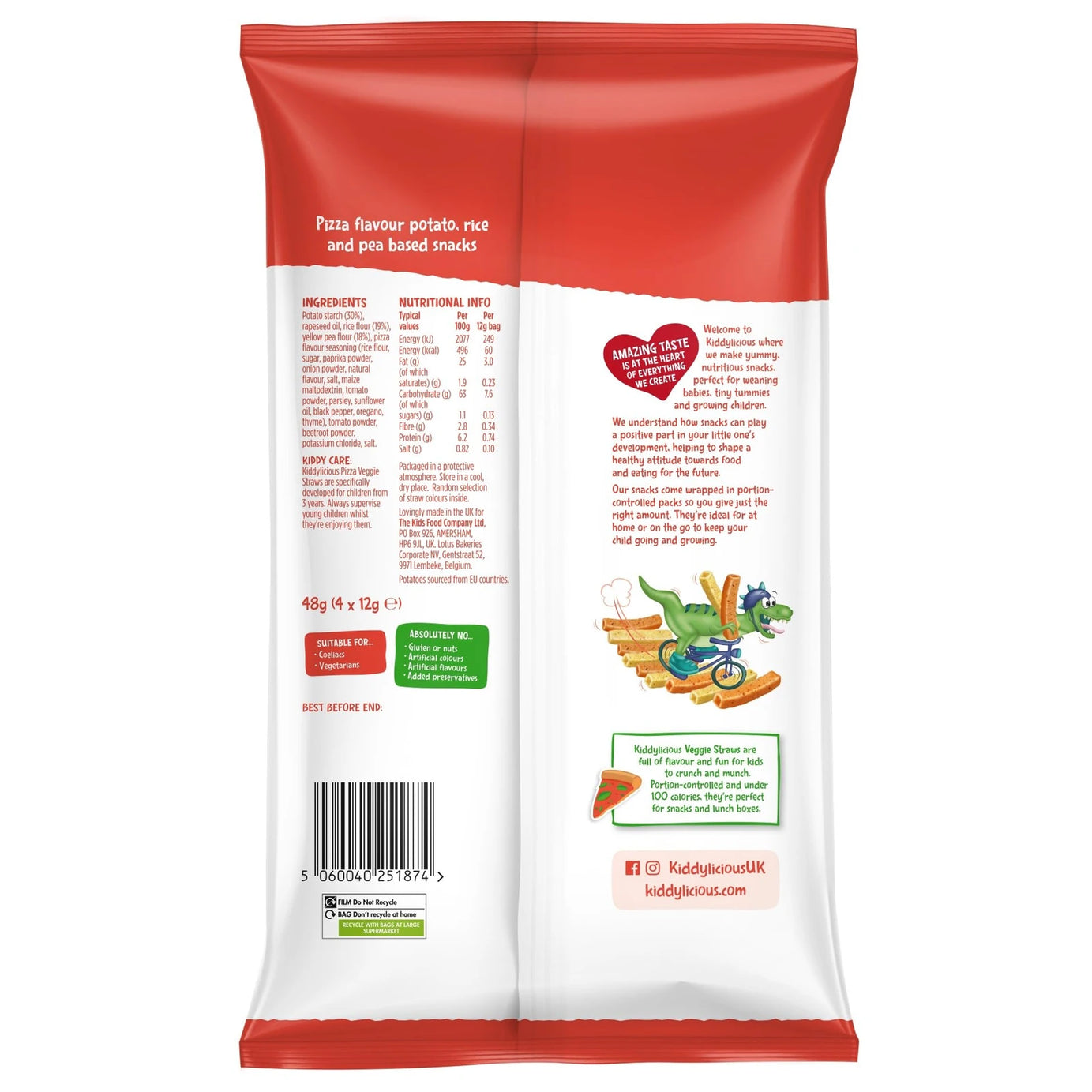 KIDDYLICIOUS KIDS PIZZA VEGGIE STRAWS FLAVOUR 48GM