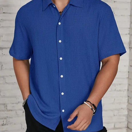 VERSATILE MEN'S LAPEL COLLAR CASUAL SHORT SLEEVE SHIRT