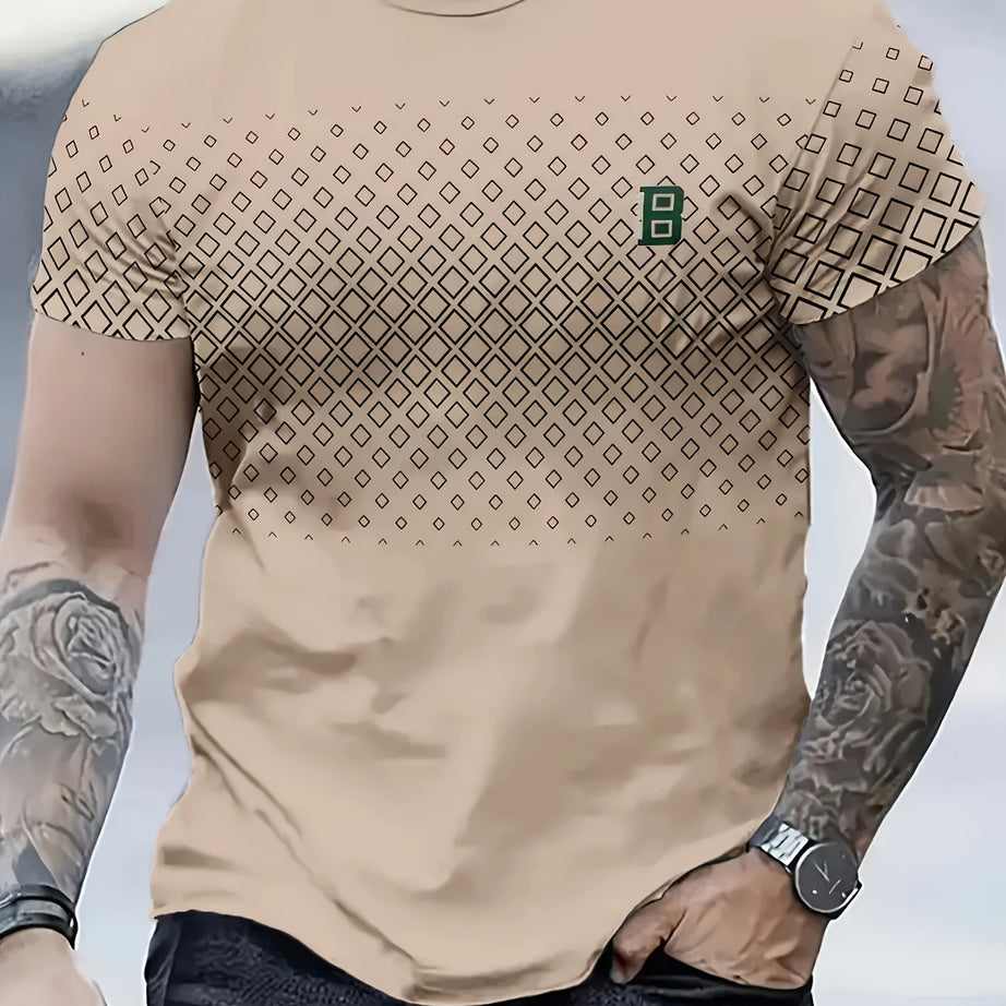 MEN'S POLYSTER STRETCH BLEND CASUAL SHORT SLEEVE T-SHIRT