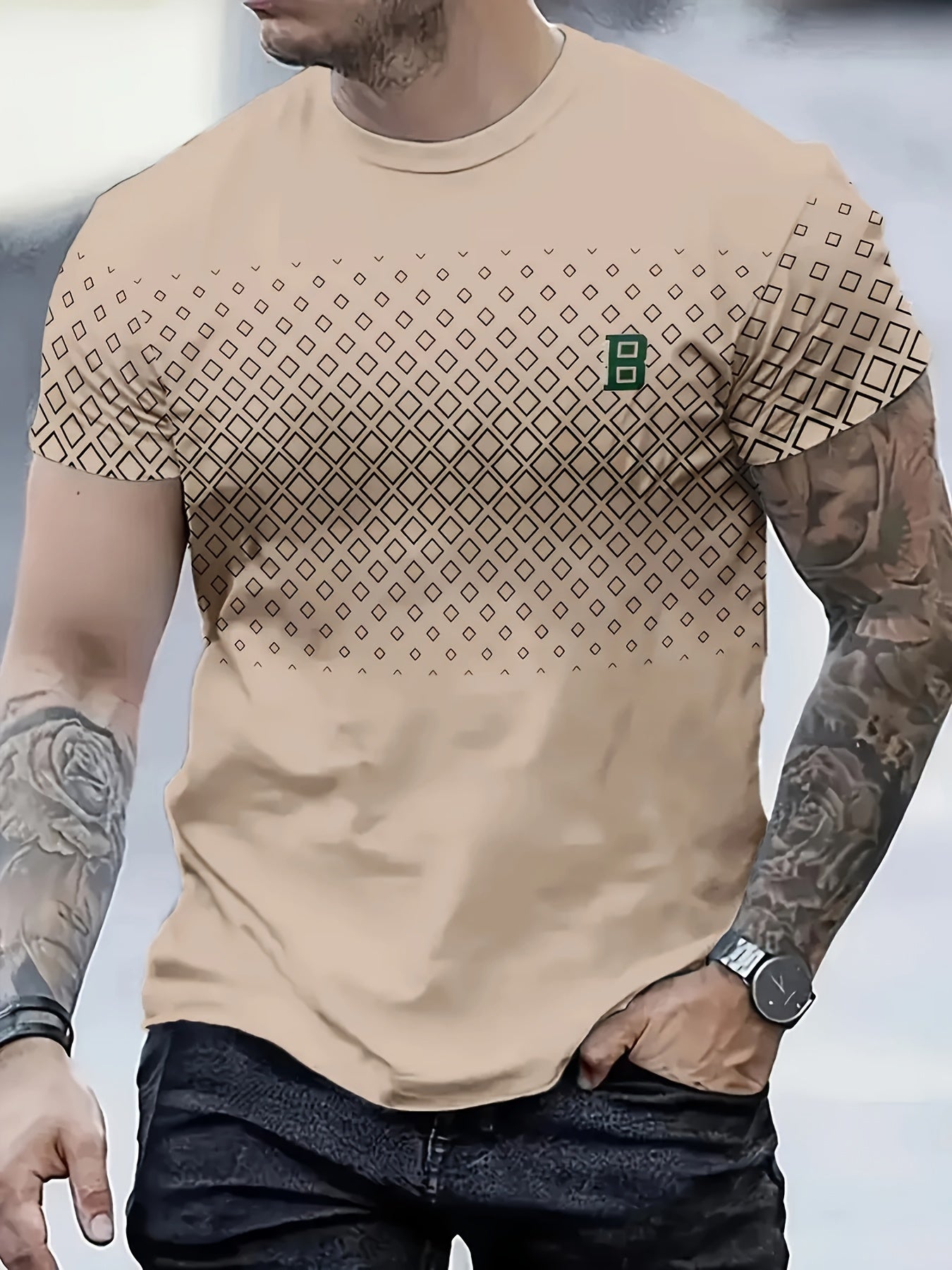 MEN'S POLYSTER STRETCH BLEND CASUAL SHORT SLEEVE T-SHIRT